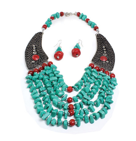 Beaded Turquoise Winged Necklace Set