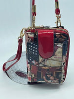Obama Cross body cell phone and wallet bag - red