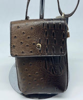 Coffee colored  cross body handbag with Ostrich feel