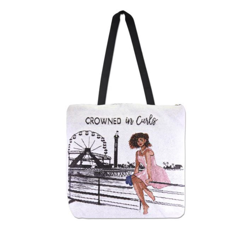 Crowned In Curls Woven Tote Bag