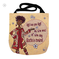 
              God's In Control Woven Tote Bag
            