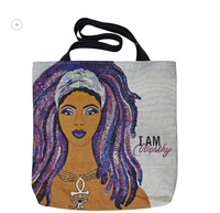 
              I Am Worthy Woven Tote Bag
            