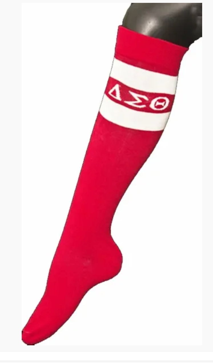 Delta Sigma Theta Knee High Socks Red & White