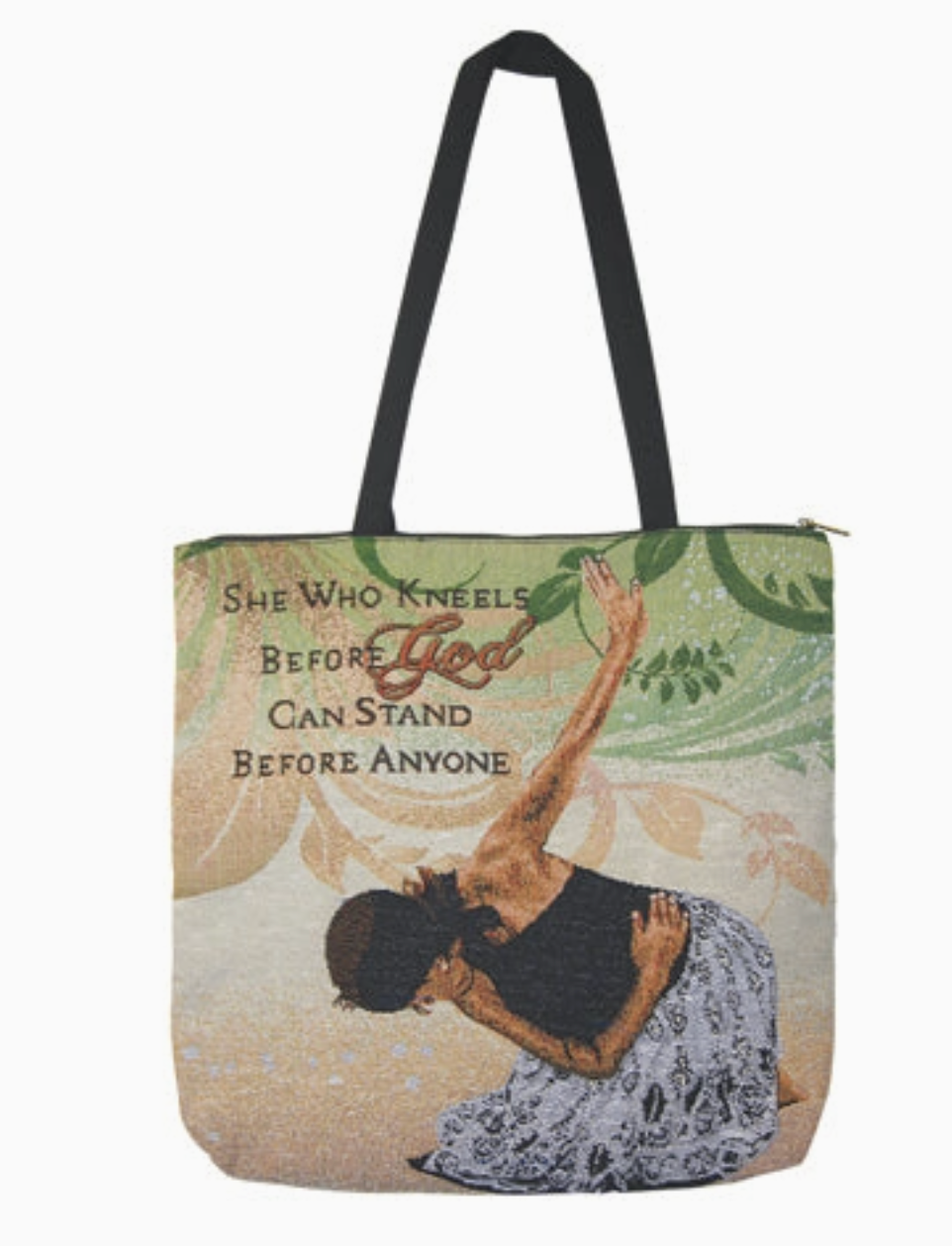 She Who Kneels Woven Tote Bag