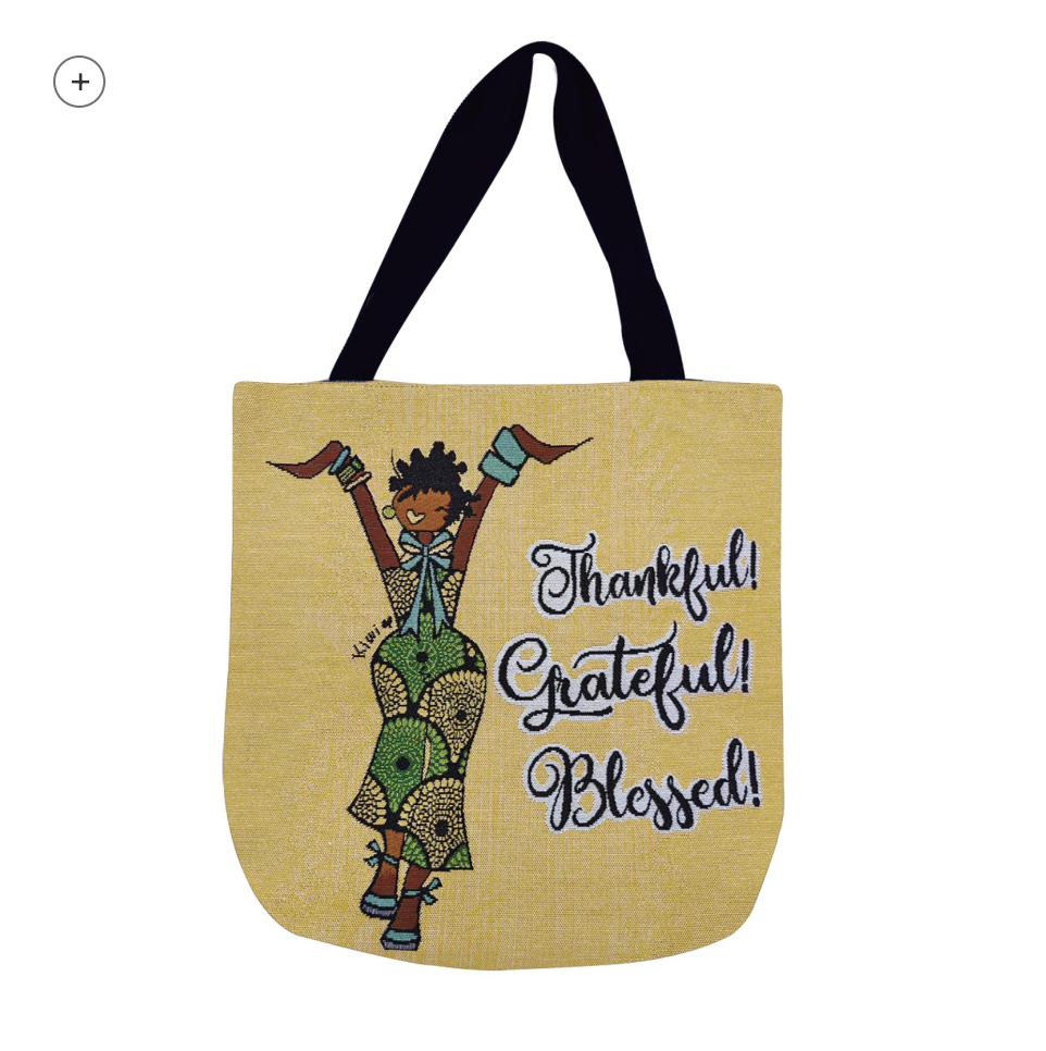 Thankful, Grateful, Blessed Woven Tote Bag