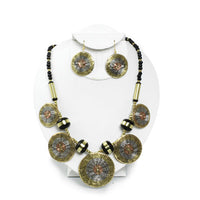 Woven Brass Necklace and Earring Jewelry Set