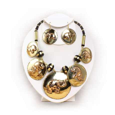 Brass and Copper Elephant Jewelry Set