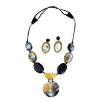 Horn Pendant Necklace and Earring Set