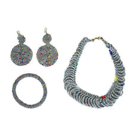 Silver Maasai Bead Jewelry Set