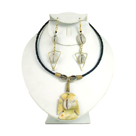 Adrinkra Bone Cross Necklace Set
