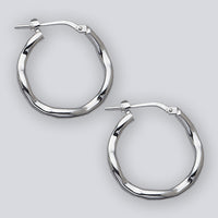 21mm Wave  Hoop Sterling Silver Earrings