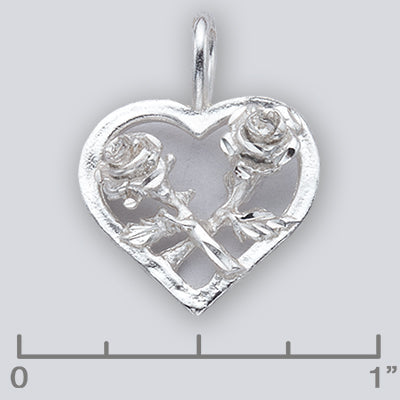 Heart Rose Charm Pendant