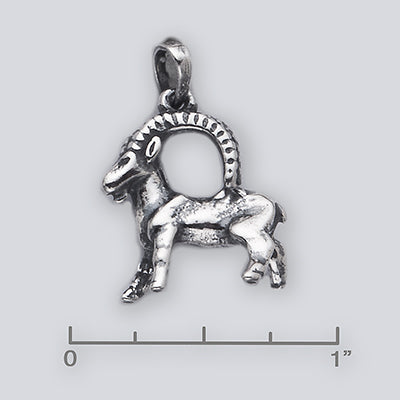 Capricorn Oxidized Charm Pendant