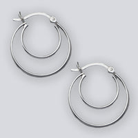 Light Double Oval Hinged Top Hoop  Sterling Silver Earrings