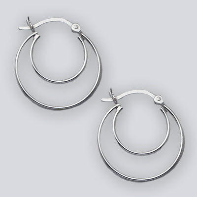 Light Double Oval Hinged Top Hoop  Sterling Silver Earrings