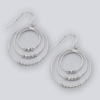 Triple Circle Sterling Silver Earrings with Beads and Hinge Top Loop