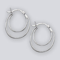 Light Double Oval Hinged Top Hoop  Sterling Silver Earrings