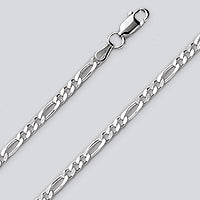 Chain -  Flat  Figaro Sterling Silver 24 inch Chain