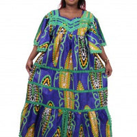 African v-neck one size fits all dress