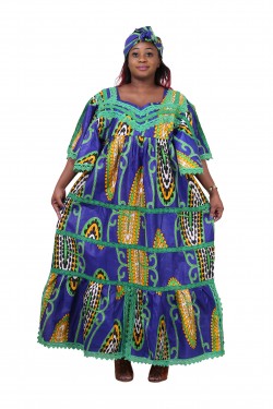 African v-neck one size fits all dress