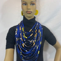 Blue  African Pattern  Fabric Necklace