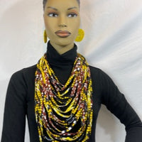 Yellow African Pattern  Fabric Necklace