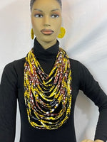 
              Yellow African Pattern  Fabric Necklace
            
