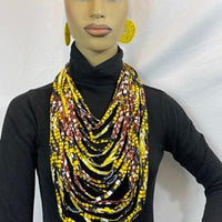 Yellow African Pattern  Fabric Necklace