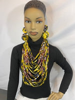 
              Yellow African Pattern  Fabric Necklace
            