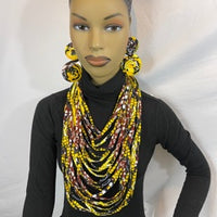 Yellow African Pattern  Fabric Earrings