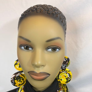 Yellow African Pattern  Fabric Earrings