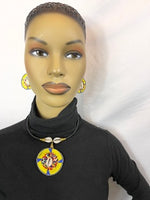 
              Yellow Beaded Medallion Necklace with Cowie Shell
            