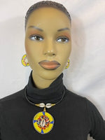 
              Yellow Beaded Medallion Necklace with Cowie Shell
            