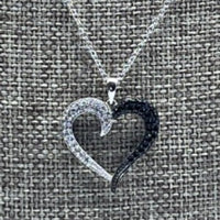 Chain -  Sterling Silver Necklace with black crystal 16 inch Chain