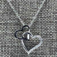 Chain - Sterling Silver Necklace with black crystal 16 inch Chain