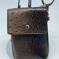 Coffee colored  cross body handbag with Ostrich feel