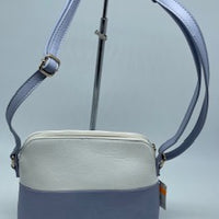 Blue and white handbag