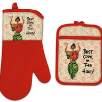Best Cook in The Hood Oven Mitt & Potholder Set By Cinde Wallace