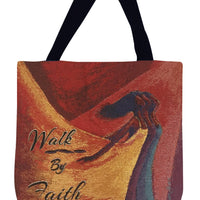 Walk by Faith WovenAfrican American Ebony Art Tapestry Tote Bag