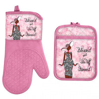 
              Blessed And Sho Nuff Favored Oven Mitt and Potholder set
            