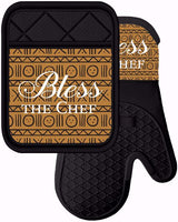 
              Bless The Chef Oven Mitt and Potholder
            