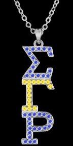 Sorority-Sigma Gamma Rho three letter crystal pendant