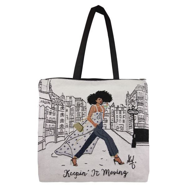 Keep It Moving Woven  Tote Bag