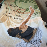 She Who Kneels  Tapestry Throw