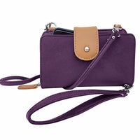 Leather Wallet w/Cellphone Pocket Purple