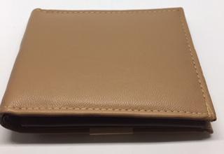 Beige Bi-fold Leather Wallet